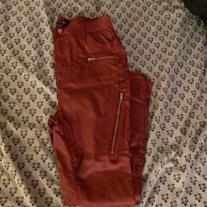 Shiny Red Motto Jeans